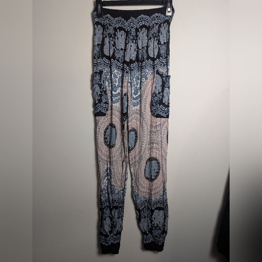 The Elephant Pants Paisley Navy Red Boho Hippie Lounge Casual Sz S